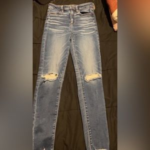 american eagle stretch, super high rise size 4,